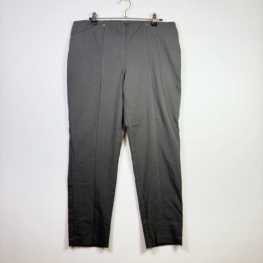 ALFANI Olive Green Stretch Pull-On Slim Leg Petite Pants 14P‎